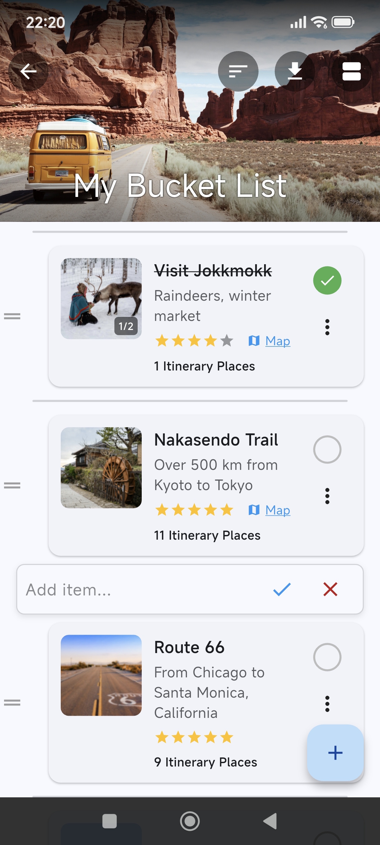 Bucket List Screenshot